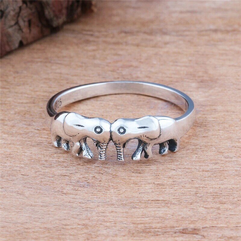 XINSOM, 925 anillos de plata esterlina de elefantes de la suerte para mujeres, joyería Vintage 2020, anillos para boda, regalo para chicas, 20MARR6