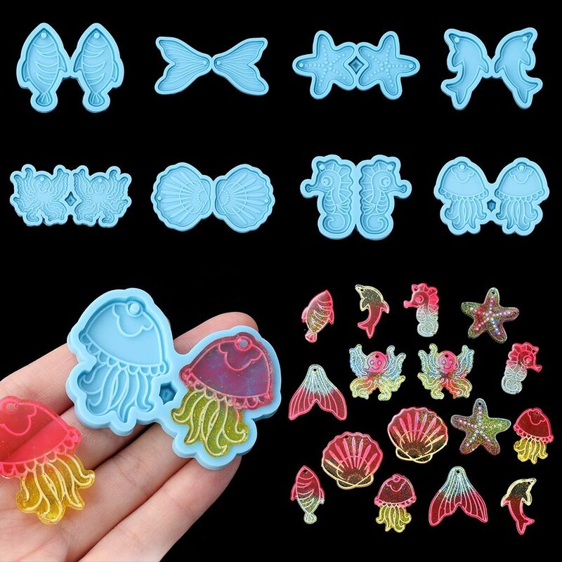 Oceano série animais diy brinco pingente molde de silicone hippocampus medusa estrela do mar uv resina cola epoxy moldes para fazer jóias