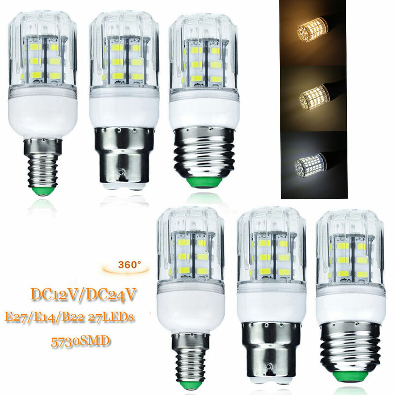 LED 옥수수 램프 전구, E27, B22, GU10, G9, E14, 27LED, 7W, 5730 SMD LED 스포트라이트, 깜박임없는 샹들리에 조명