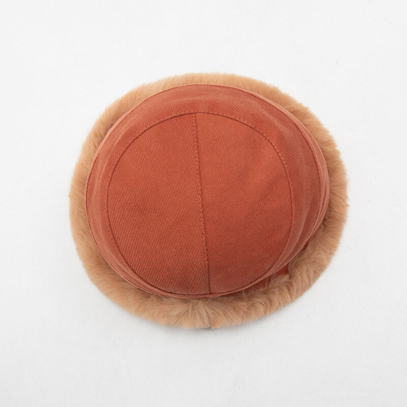 Inverno mais veludo cordeiro cabelo feminino balde chapéu rua tiro casual borda larga quente pote de pelúcia chapéu para celebridades internet