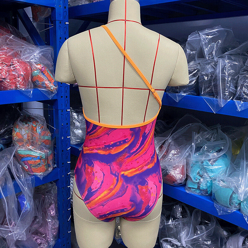 BKLD 비치 여성 여름 옷 2021 새로운 섹시한 클럽 착용 패션 인쇄 한 어깨 스파게티 스트랩 바디 수트 숙녀