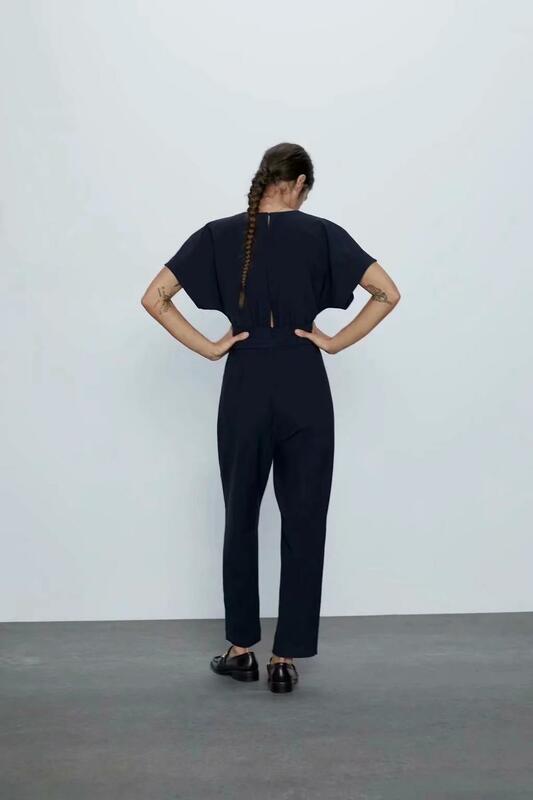 Withered england style office lady simple solid sashes cargo loose jumpsuit women rompers womens jumpsuit combinaison femme