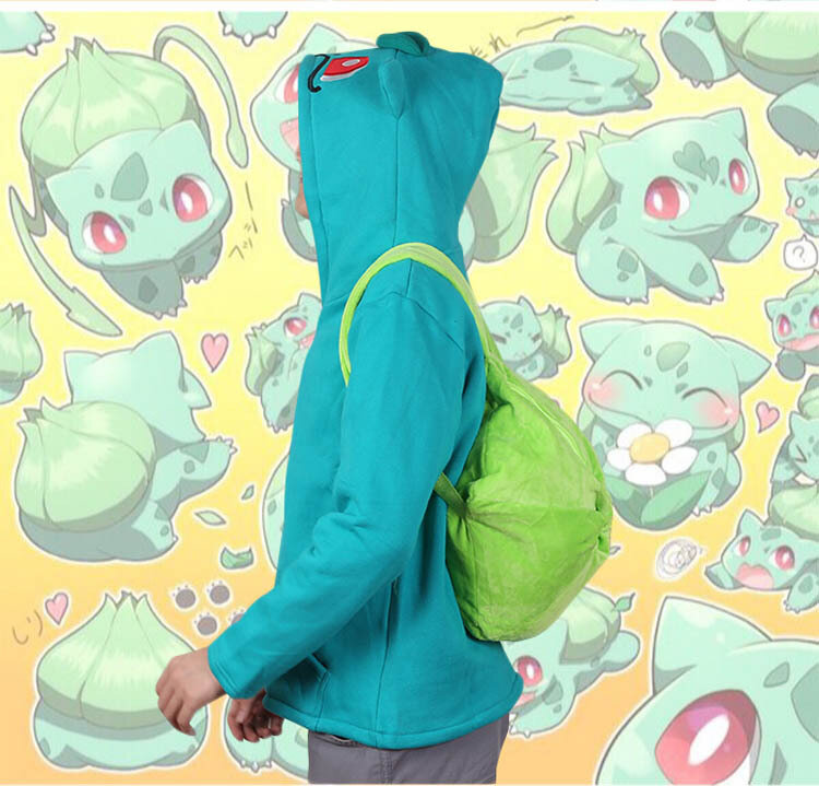 Cartoon Anime Peripheral Backpack Bulbasaur Cosplay Props Accessories Plush Backpack Traveling Backpack School Bag