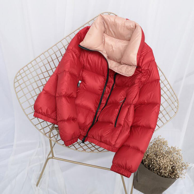 Casaco de inverno feminino com gola alta, jaqueta grossa para mulheres, quente, curta para baixo, casaco feminino sf028, 2020
