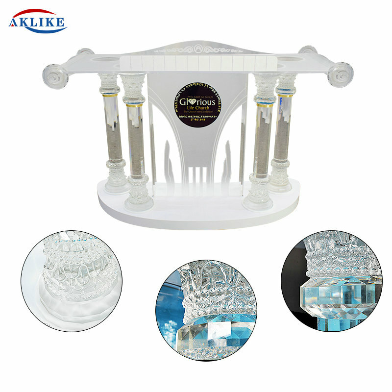 Customized Logo Crystal Column Pulpit AKLIKE Aceylic Podium For Church For School For Speech -Pulpit Glass  Foyer Furniture