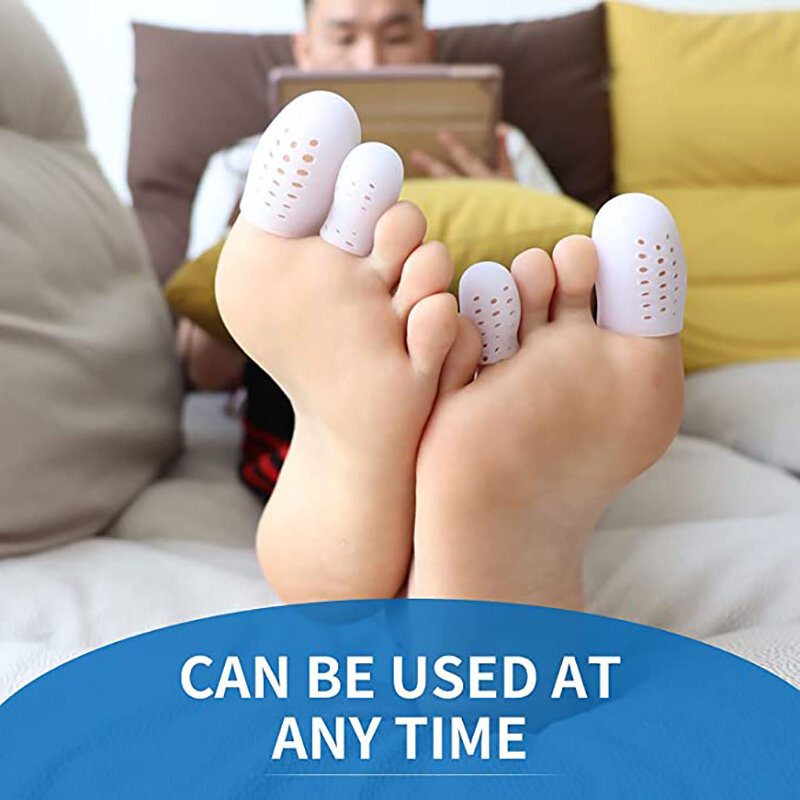 4Pcs Gel Toe Protector Breathable ซิลิโคนนิ้วเท้าหลอดข้าวโพด Blisters แคลลัส Corrector Toe Spacer บรรเทาอาการปวดเท้าเท้า Care เครื่องมือ