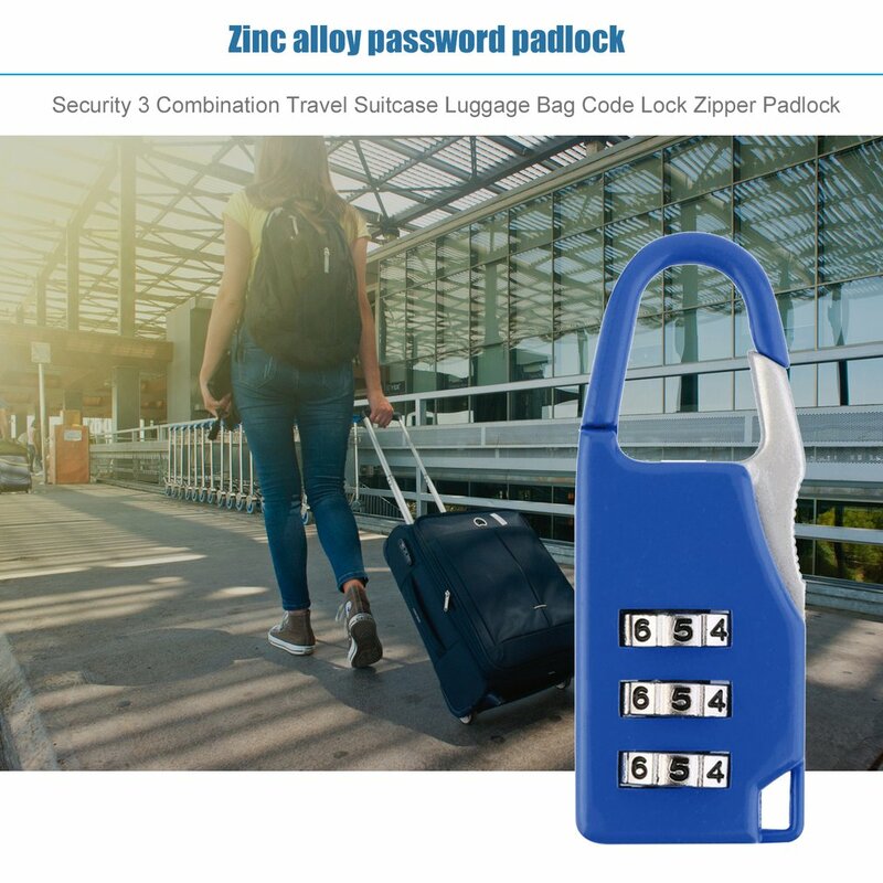 Sicherheit 3 Kombination Reise zink-legierung Koffer Gepäck Tasche Schmuck Boxen Werkzeug Truhen Code Lock Zipper Vorhängeschloss