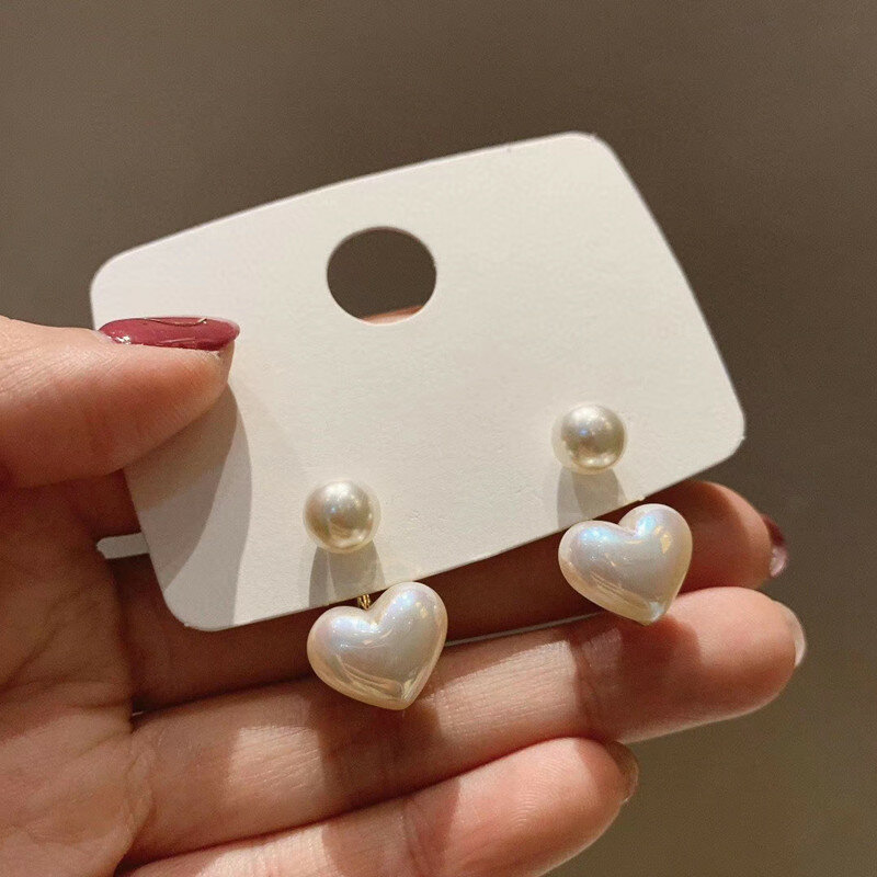 Pendientes de perlas con forma de corazón para mujer, aretes finos con diseño de joker, temperamento elegante y dulce, 2020