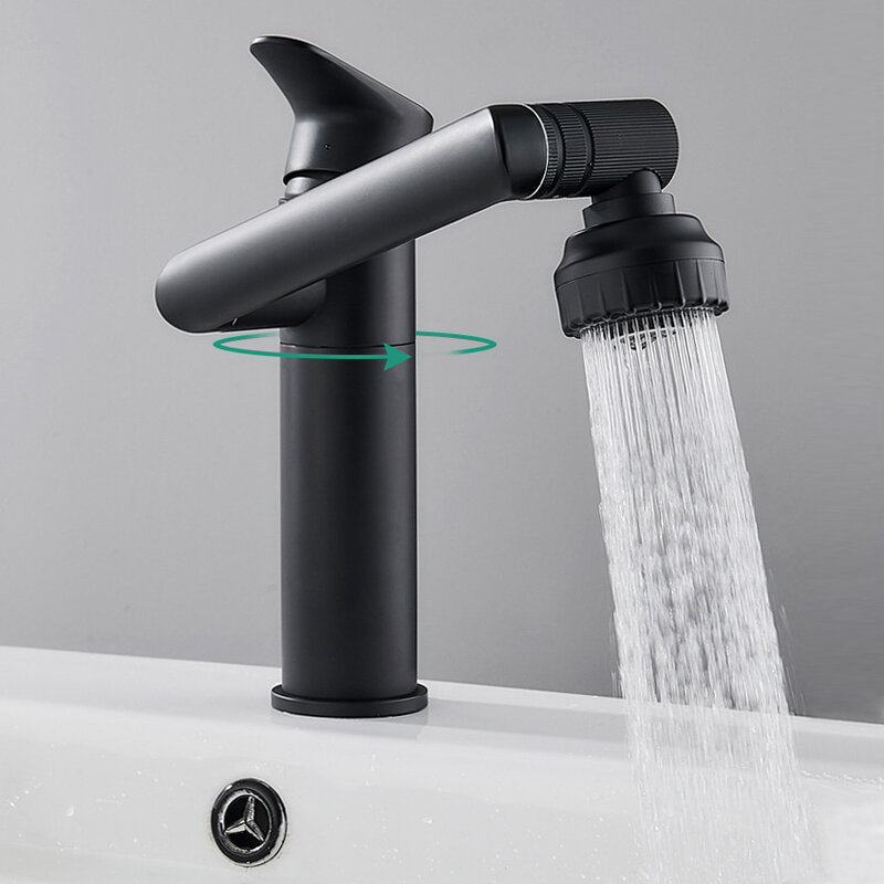 360 ° rotativa torneira da pia do banheiro misturador de água quente e fria da bacia guindastes cabeça de chuveiro encanamento tapware para acessórios do banheiro
