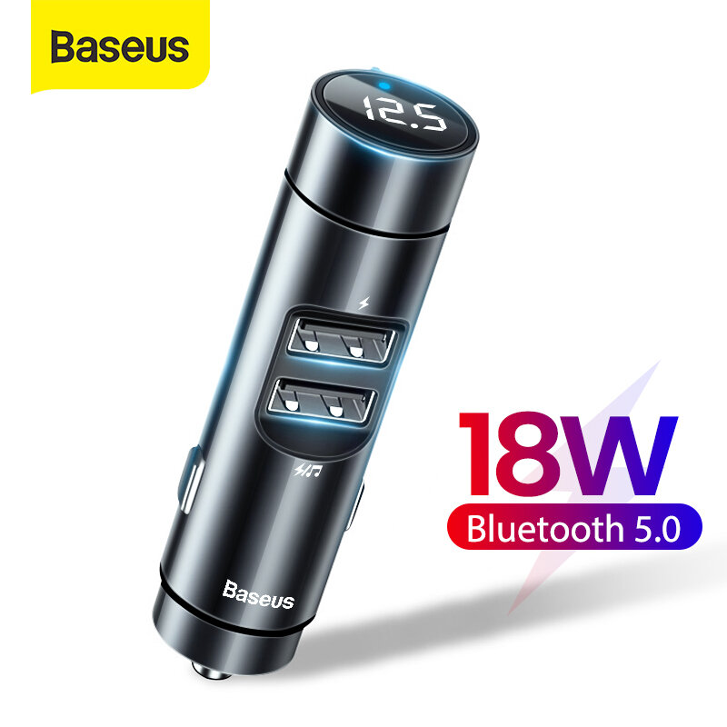 Baseus FM Transmisor coche Kit manos libres Bluetooth receptor adaptador 18W cargador de coche USB de Audio Aux MP3 reproductor de Radio MODULADOR