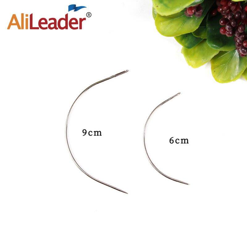 Alileader-agulha curvada para extensão de cabelo, agulhas tipo c, 12 tamanhos, 6cm, 9cm
