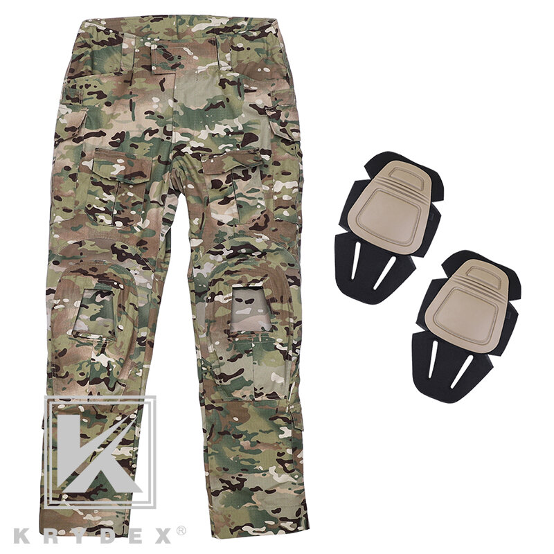 KRYDEX G3 Combat Pants For Military Hunting CP Style Tactical Battlefield Assault Trousers BDU Uniform With Knee Pads