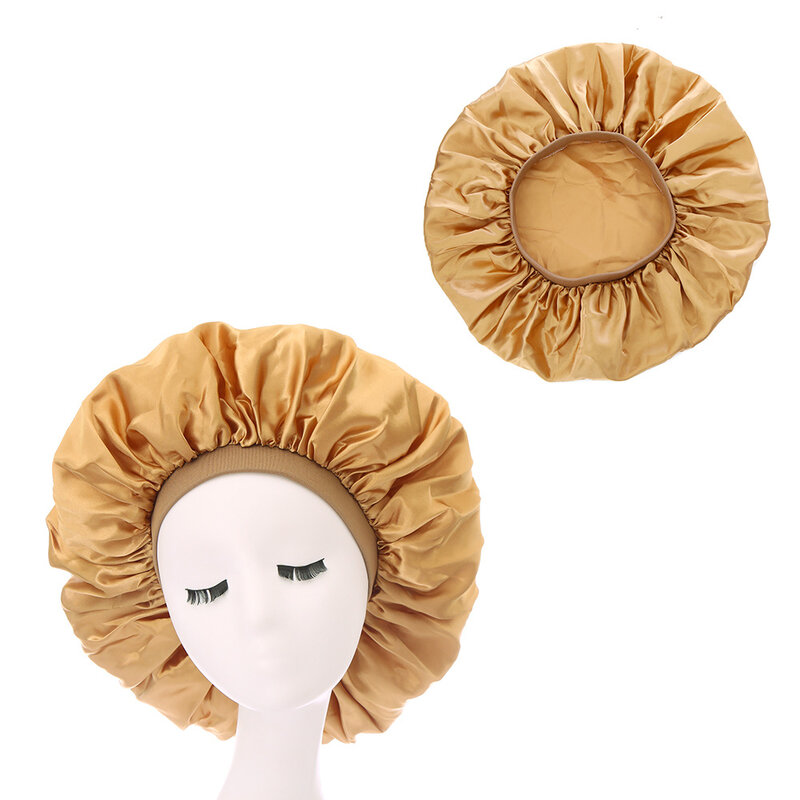 Bardzo duża satynowa czapka damska wielkoformatowa jedwabna czapka snu nocna czapka Bonnet czapka Bonnet Satin Cheveux Nuit Bonnets dla kobiet