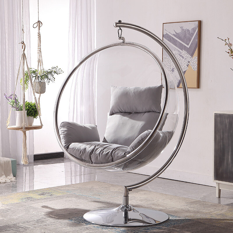 Silla colgante de estilo nórdico para exteriores, silla de burbuja Erhai de bola de vidrio acrílico, transparente, cesta colgante de espacio, columpio para patio