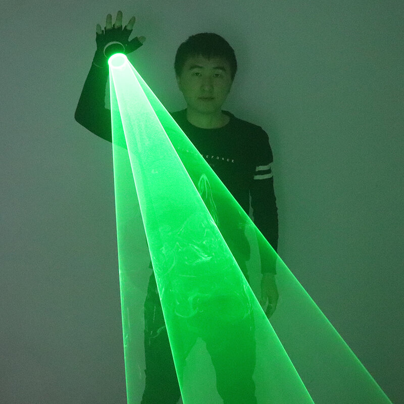 Guantes láser giratorios verdes para DJ, Cañón Láser de mano, efecto de túnel, vórtice, luz LED, novedad