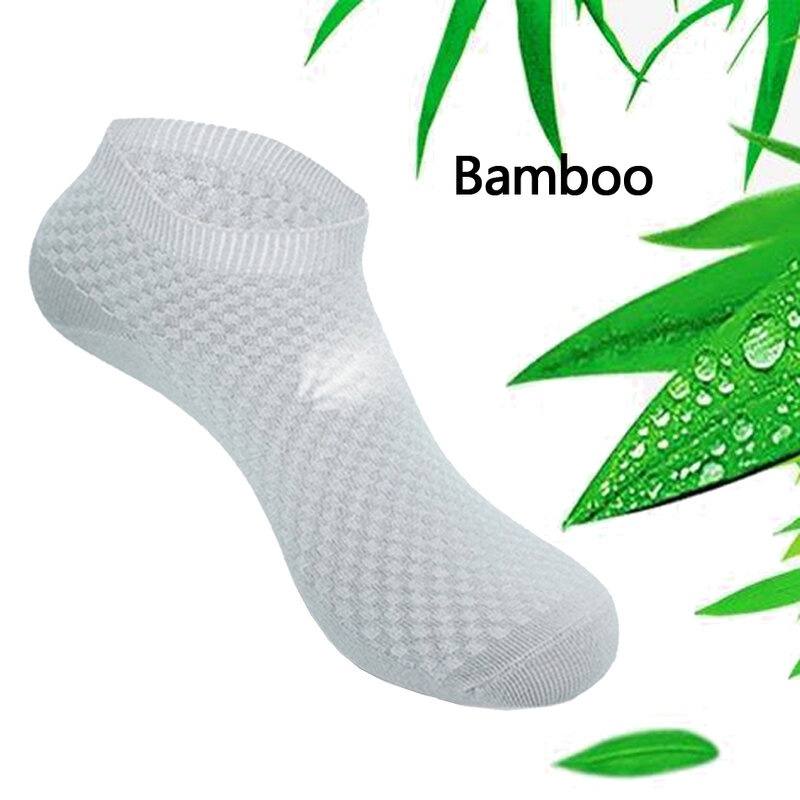 Calcetines tobilleros de fibra de bambú para hombre, calcetín informal absorbente de humedad, transpirable, desodorante, talla 38-42, 5 pares
