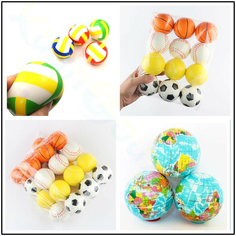 Juguete antiestrés de 6,3 cm para niños, pelota de fútbol de voleibol, baloncesto, tennnis, pelota de espuma de PU, regalo