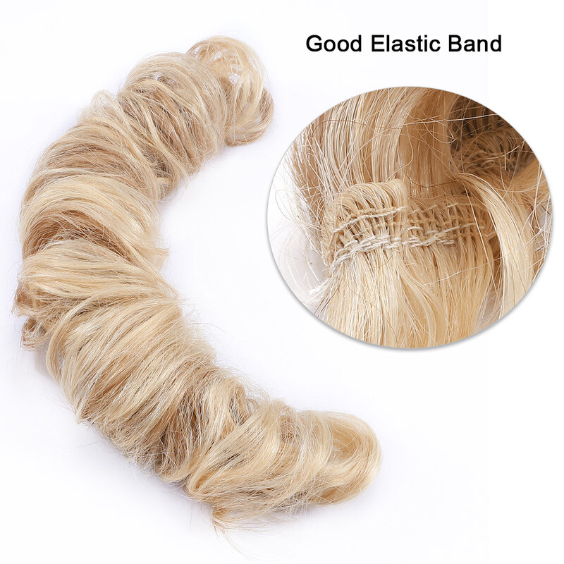 SEGO 32g Remy prawdziwe ludzkie włosy Chignon Messy Scrunchie elastyczna opaska do włosów kok prosto Updo Hairpiece kucyki