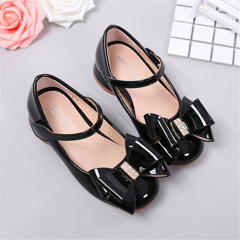 2020 Designer Recommendation Boutique Girls Leather Shoes Girl Party Kids Girl Dance Princess Shoes Bow Children Wedding Shoes