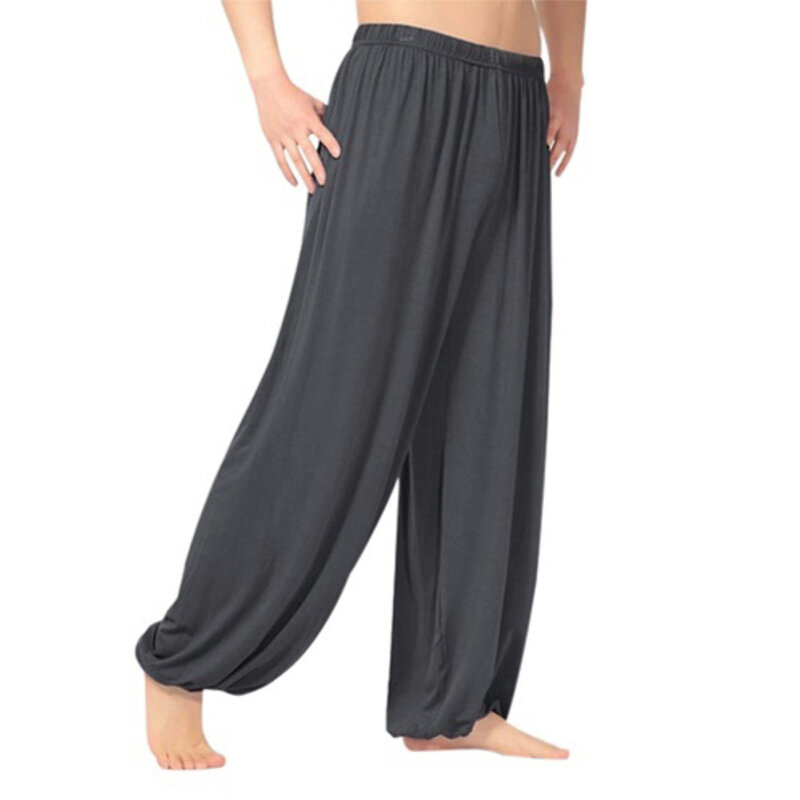 Pantalones de chándal informales para hombre, de Color sólido pantalones holgados, para danza del vientre, Yoga, Harem, a la moda