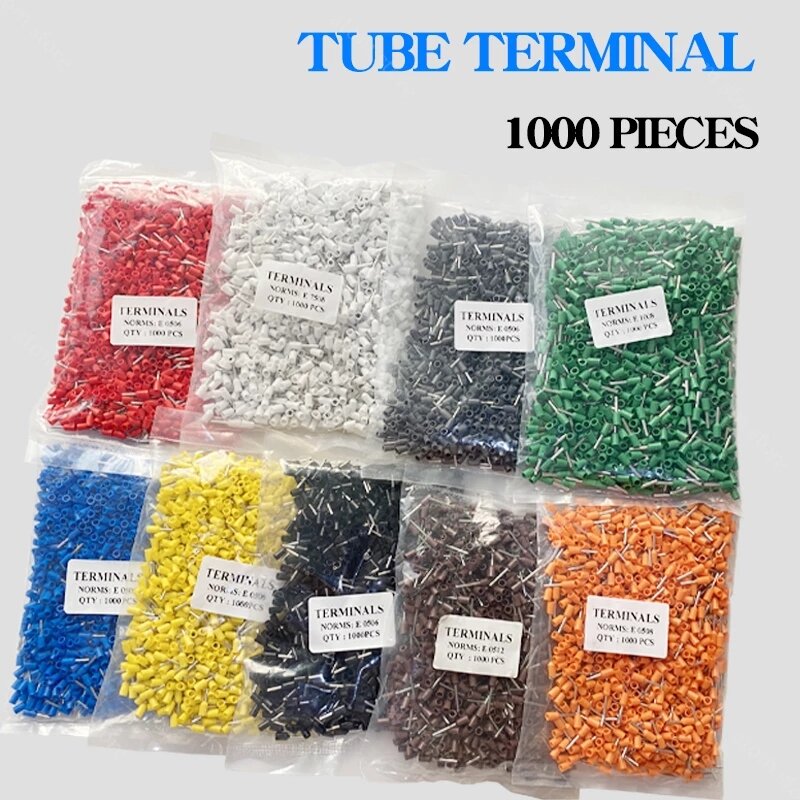 Terminales aislados de tubo, conector de Cable aislante, Terminal de crimpado, E2508, E2510, E2512, E2518, 2.5MM2, 100 piezas