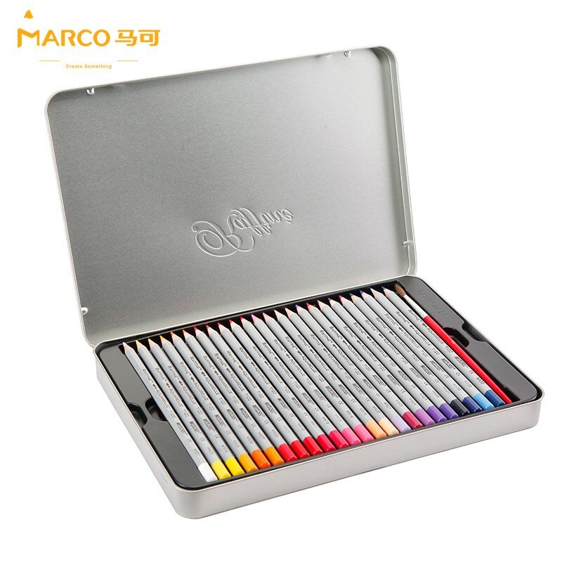 Марко профессиональный набор масляных цветных карандашей с металлической коробкой нетоксичный акварельный цветной карандаш для рисовани...