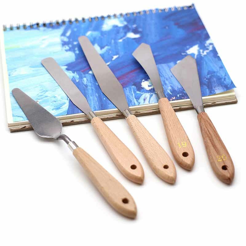 1pcs Quality Stainless Steel Spatula Wood Handle Palette Art Gouache Supplies for Oil Painting Knife Tool