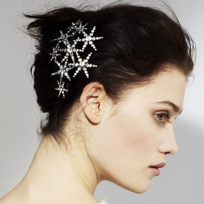 Molans Rhinestone Wedding Hair Clips Hair Accessories for Bridal Star Hairpins Headpiece Women Bride Hair Styling Tool Jewelry