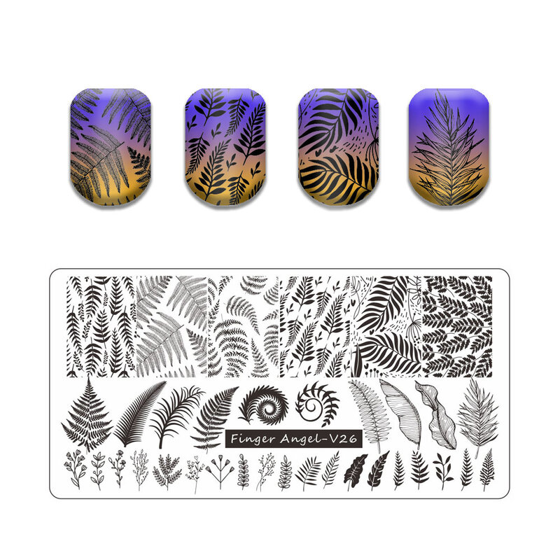 Leaf Fire Nail Stamping Plates Geometric Butterfly Pattern Stainless Steel Stencil for Printing Letter Nail Art Image Plate