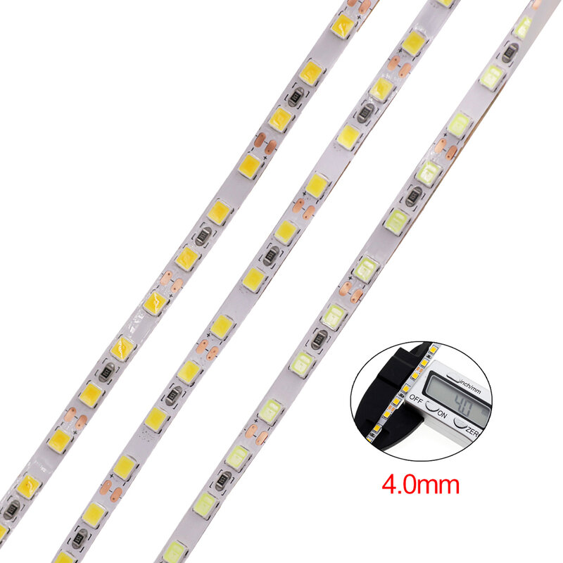 12v 4mm cinta LED PCB 2835 SMD Luz de cinta LED con DC conector 5m 120LED/m DC12V blanco cálido Natural tira Flexible de iluminación cadena