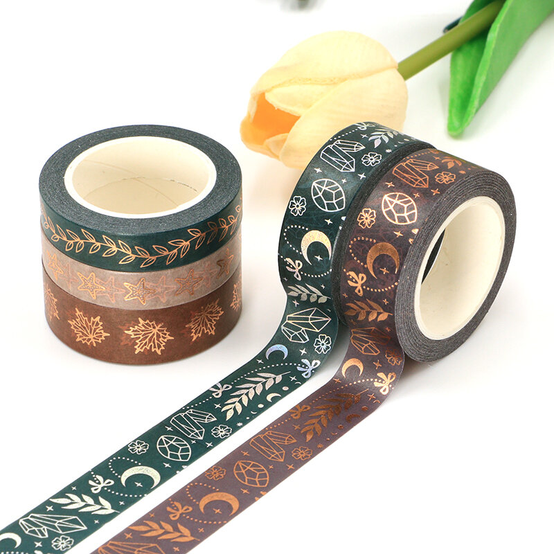 Vintage Maple Leaf Foil Masking Washi Tape, fita adesiva decorativa, DIY Scrapbooking adesivo, etiqueta de papelaria