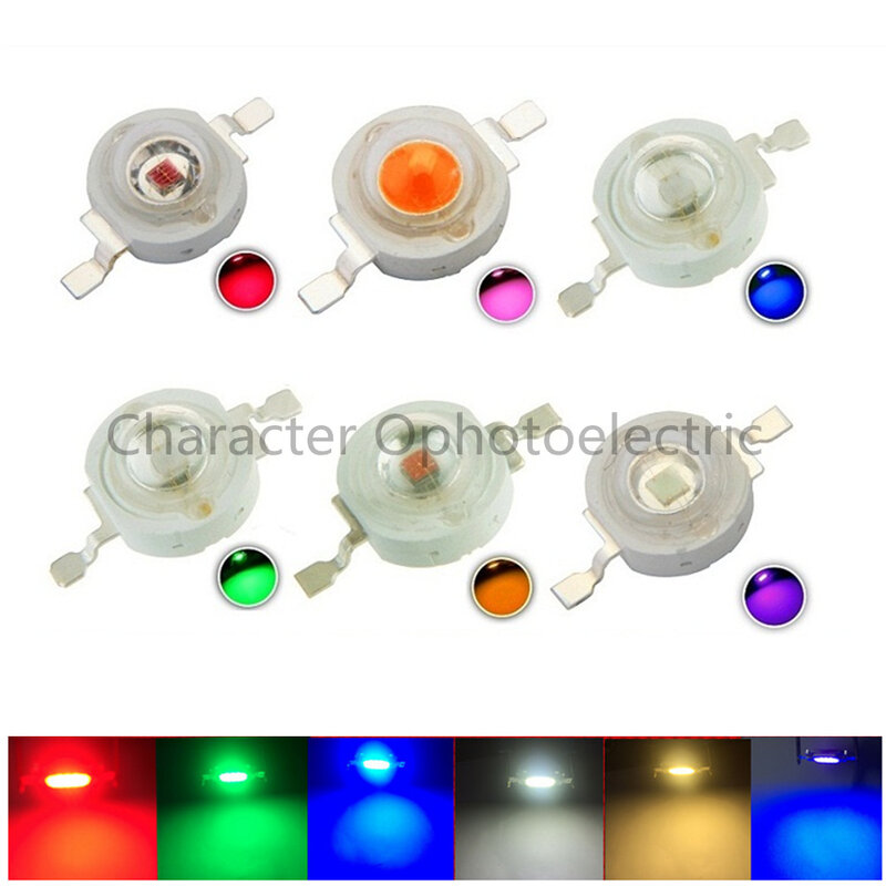 10 Pcs High Power Lampu LED Bulb 1-3W Merah Muda Ungu RGB Dioda SMD LED Chip untuk 3 w-18 W Lampu Downlight