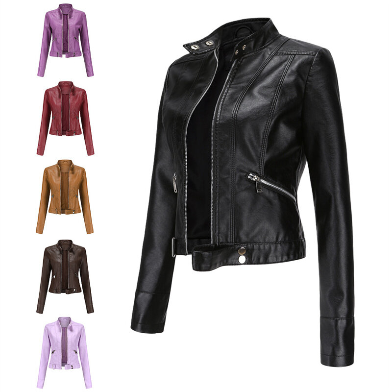 Новинка 2021 Высококачественная тонкая женская кожаная куртка на весну и осень тонкая маленькая куртка женская мотоциклетная куртка