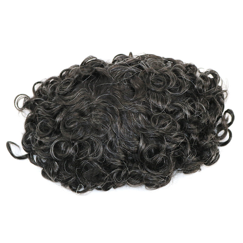 Парик мужской с кудрявыми волосами 22 мм, сменные мягкие натуральные волосы t System 1B10, цвет 8x10 дюймов