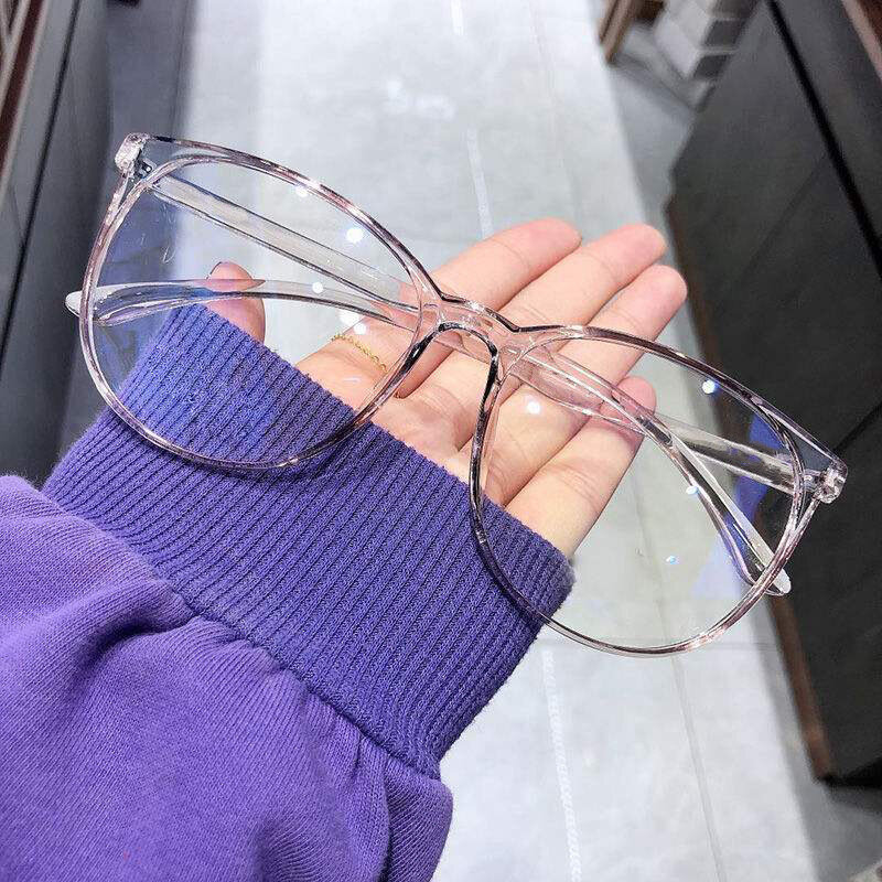 Bingkai Kacamata Komputer Transparan Kacamata Bulat Ringan Anti Biru Pria Wanita Kacamata Optik Pemblokir Kacamata