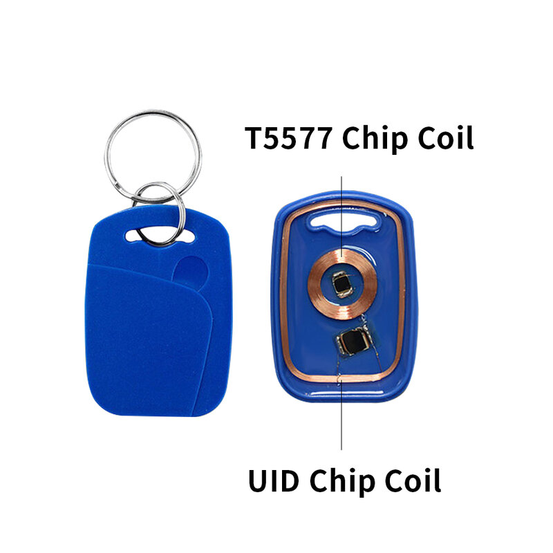 Porte-clés Rfid à double puce, étiquette intelligente Ic Id, 125khz, Badge de copie Clone 13.56mhz, Nfc T5577 Uid