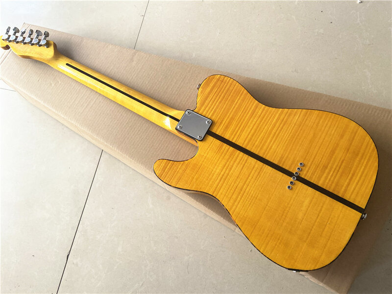 Clássico luz amarelo tigre impressão gato cabeça guitarra elétrica maple xilofone pescoço frete grátis