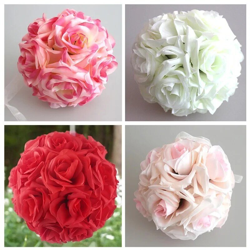 15X21ซม.ประดิษฐ์ Handmade Rose ดอกไม้ Kissing ลูกบอลแบบแขวน DIY ช่อดอกไม้งานแต่งงานหน้าแรก Decor LL @ 17