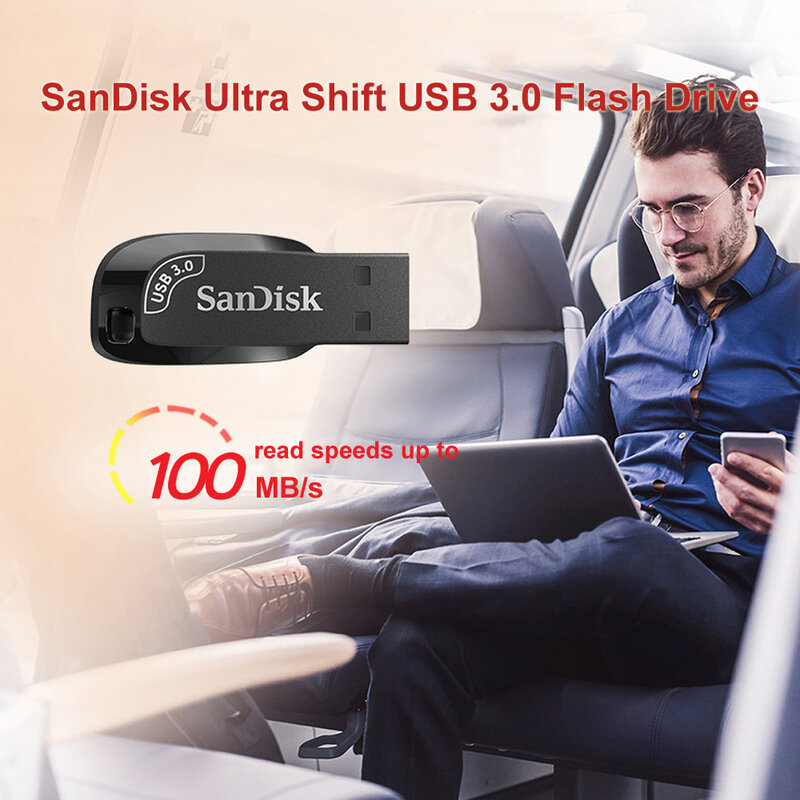Флеш-накопитель SanDisk, USB 100%, 32/64/3,0/128 ГБ, черный