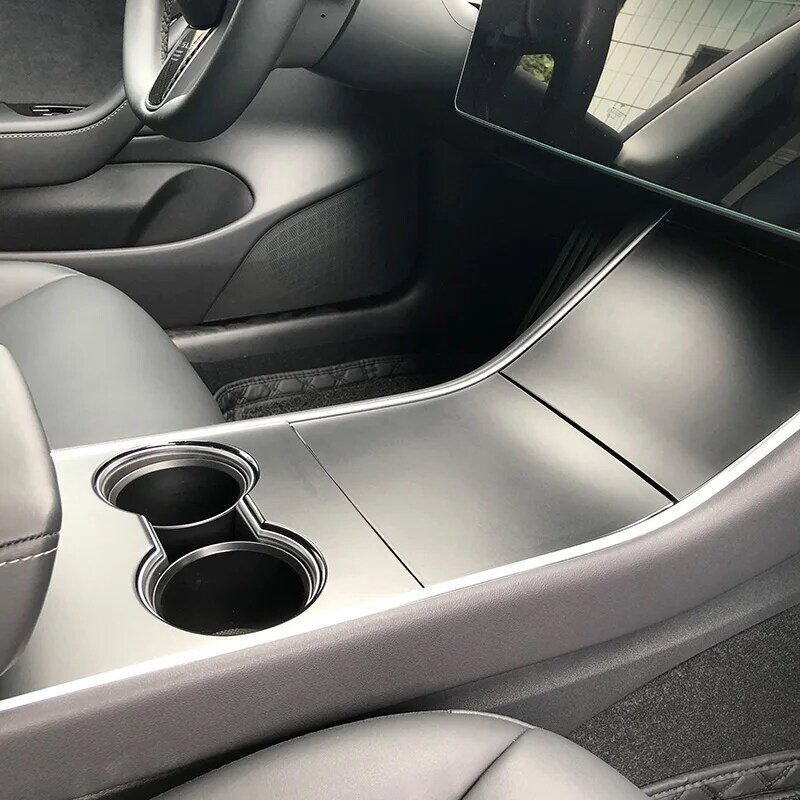 Cubierta de consola Central moldeada para Tesla Model 3, 2018, 2019, 2020, Interior, cufholder, modificación facial, adornos de decoración, Panel adhesivo