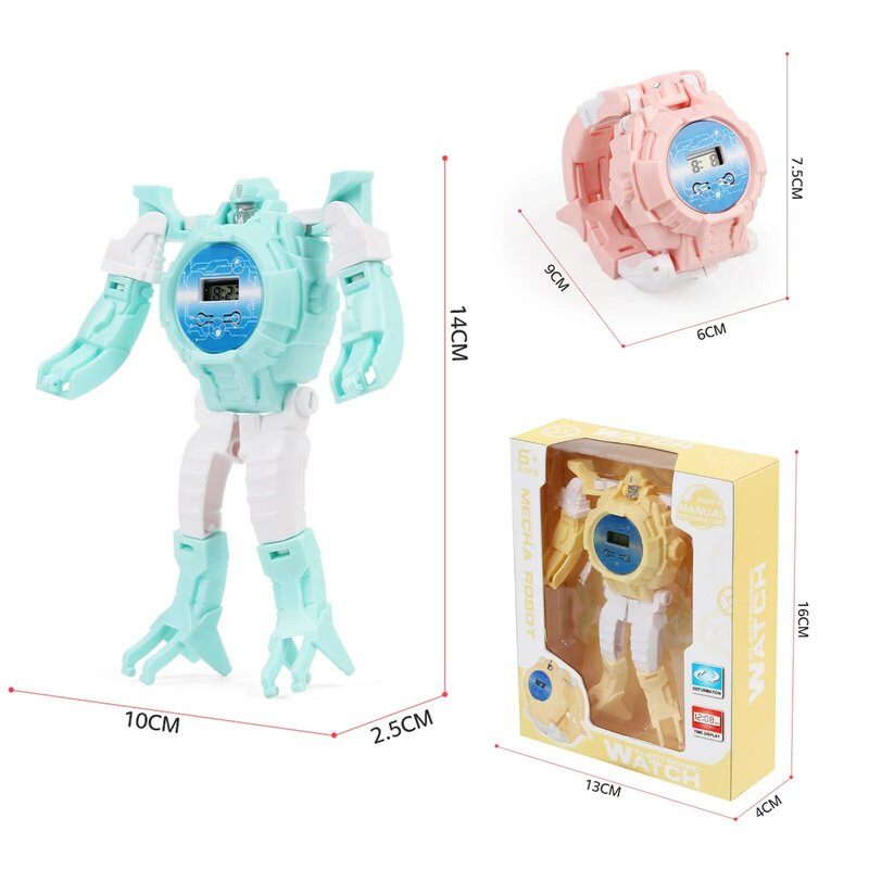 Creative Electronic Robot Watch Cartoon Transformation Wristwatch Toy For Boy Deform Robot Watch Toy Birthday Christmas Gifts