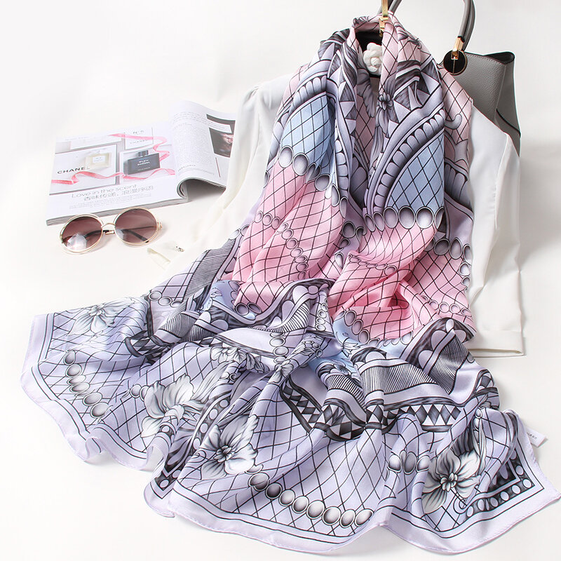 100% cachecol de seda feminino marca 2021, xales e embrulhos de seda de hangzhou para mulheres impressos foulard natural puro cachecóis de seda