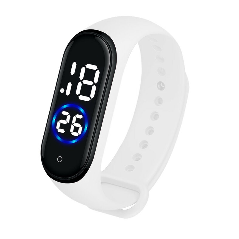 Men Women Casual Sports Bracelet Watches White LED Electronic Digital Candy Color Silicone Wrist Watch For Children Kids