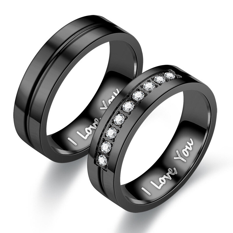Модные парные обручальные кольца из нержавеющей стали для женщин и мужчин, кольцо с кристаллами I LOVE YOU, 2021, свадебная бижутерия, подарок