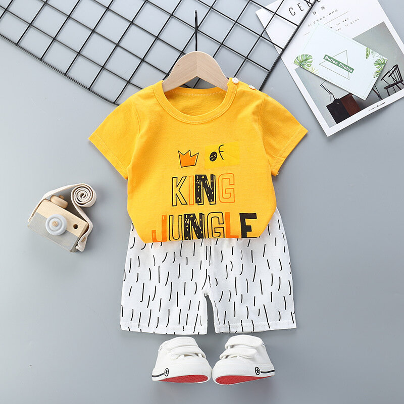 Summer Cotton Baby boys clothes set Short sleeve Cartoon Boy clothing Toddler baby girls Clothing Leisure kids Clothes