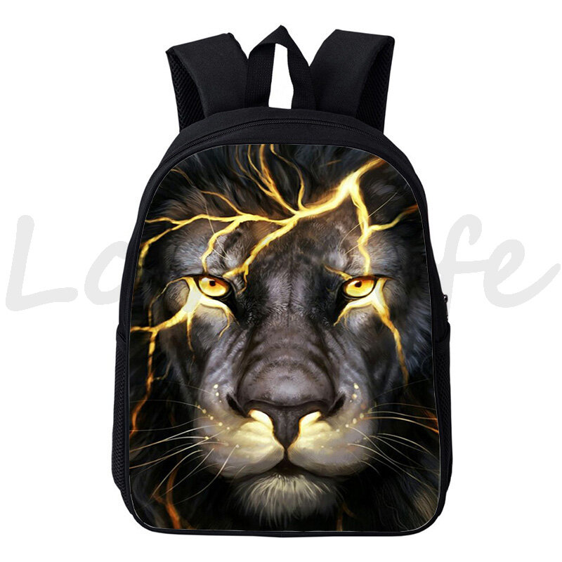 Mochila animal leão lobo, mochila escolar primária para estudantes com estampa 3d para jardim de infância mini mochila para livros