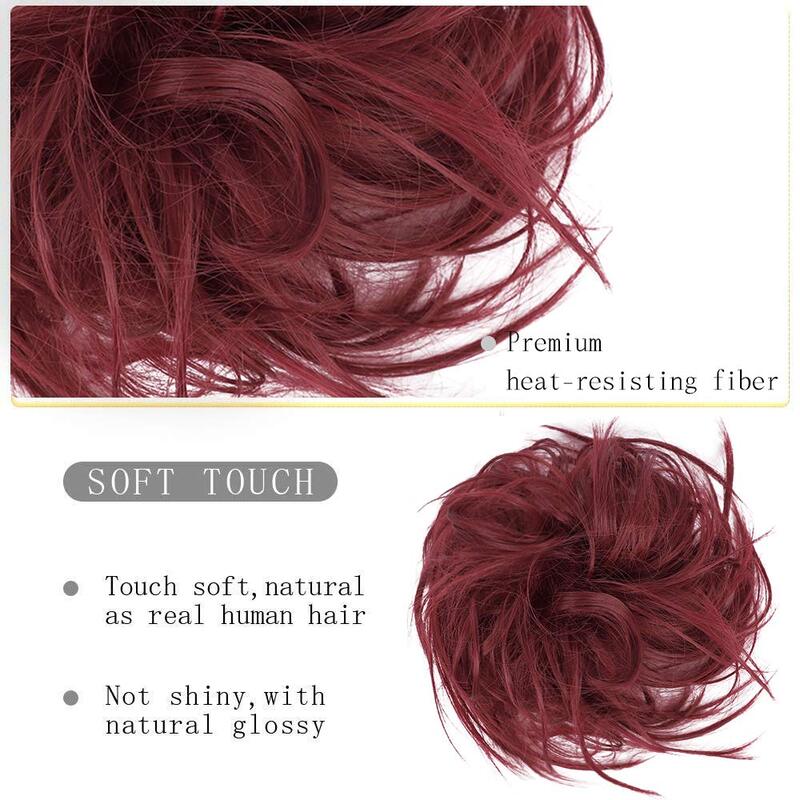Fascia elastica realizzata con capelli sintetici finti disordinati panino Scrunchie accessori per capelli da donna