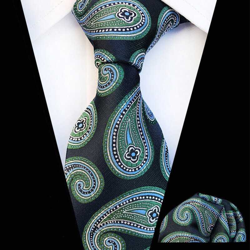 GUSLESON-Conjunto de pañuelos de seda para hombre, corbatas con estampado en Color de 8cm, traje de negocios, boda, regalo Formal para ocasión, novedad