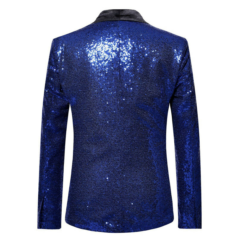 남성용 반짝이는 골드 스팽글 반짝이 블레이저 재킷, 2022 패션 숄 칼라, 원 버튼 정장 블레이저, 무대 가수 의상