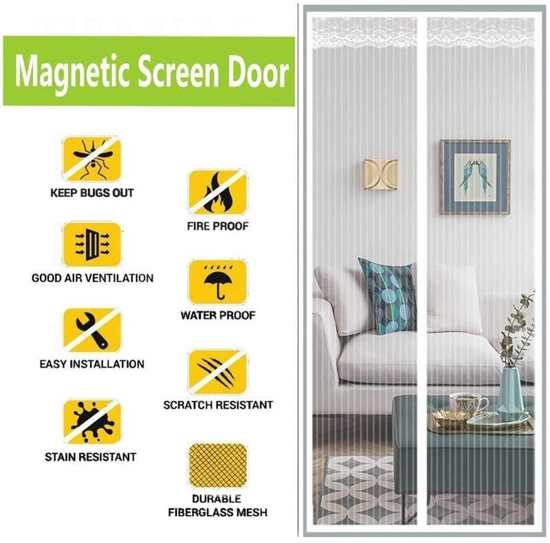 Filet magnétique anti-moustiques, rideau de porte en maille, grande taille, 120x210cm/120x250cm/140x240cm